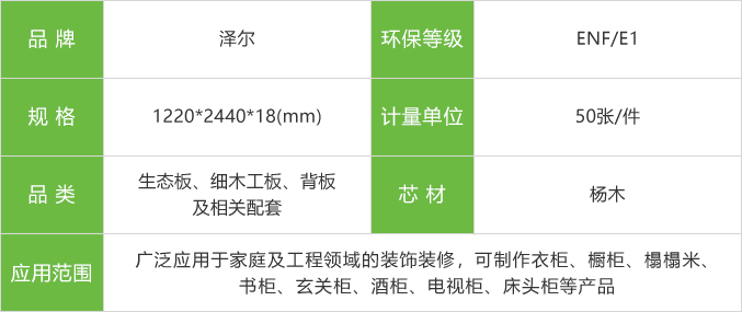 澤爾生態(tài)板參數